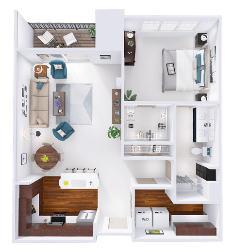a floor plan of a house with a bedroom and a living room